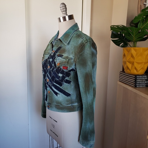 VINTAGE Parasuco Patchwork Denim Jacket Size Medium! - Picture 12 of 16